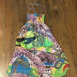 Gorgeous strapless or halter les tout petits sz.10 sheer overlay dress high low